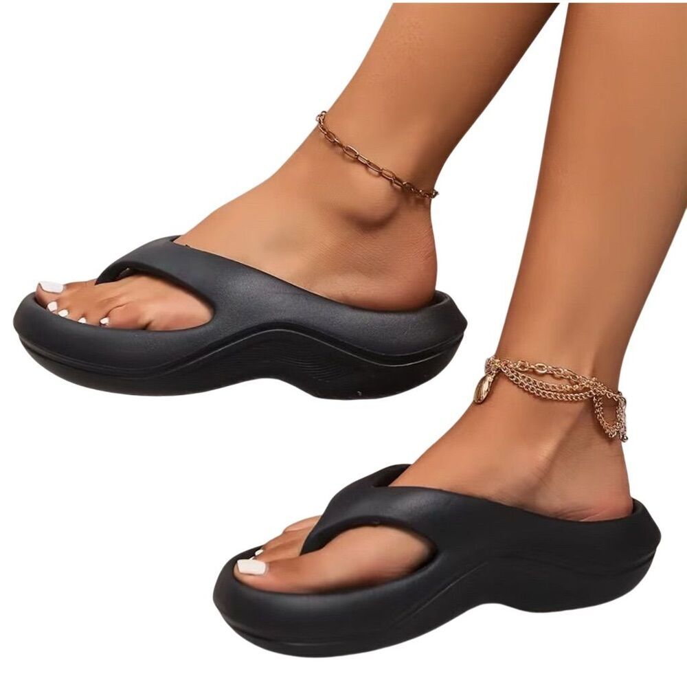 Women's Lightweight Platform Eva Foam Slides Arch Support Black 7.5 Summer - Picture 2 of 7